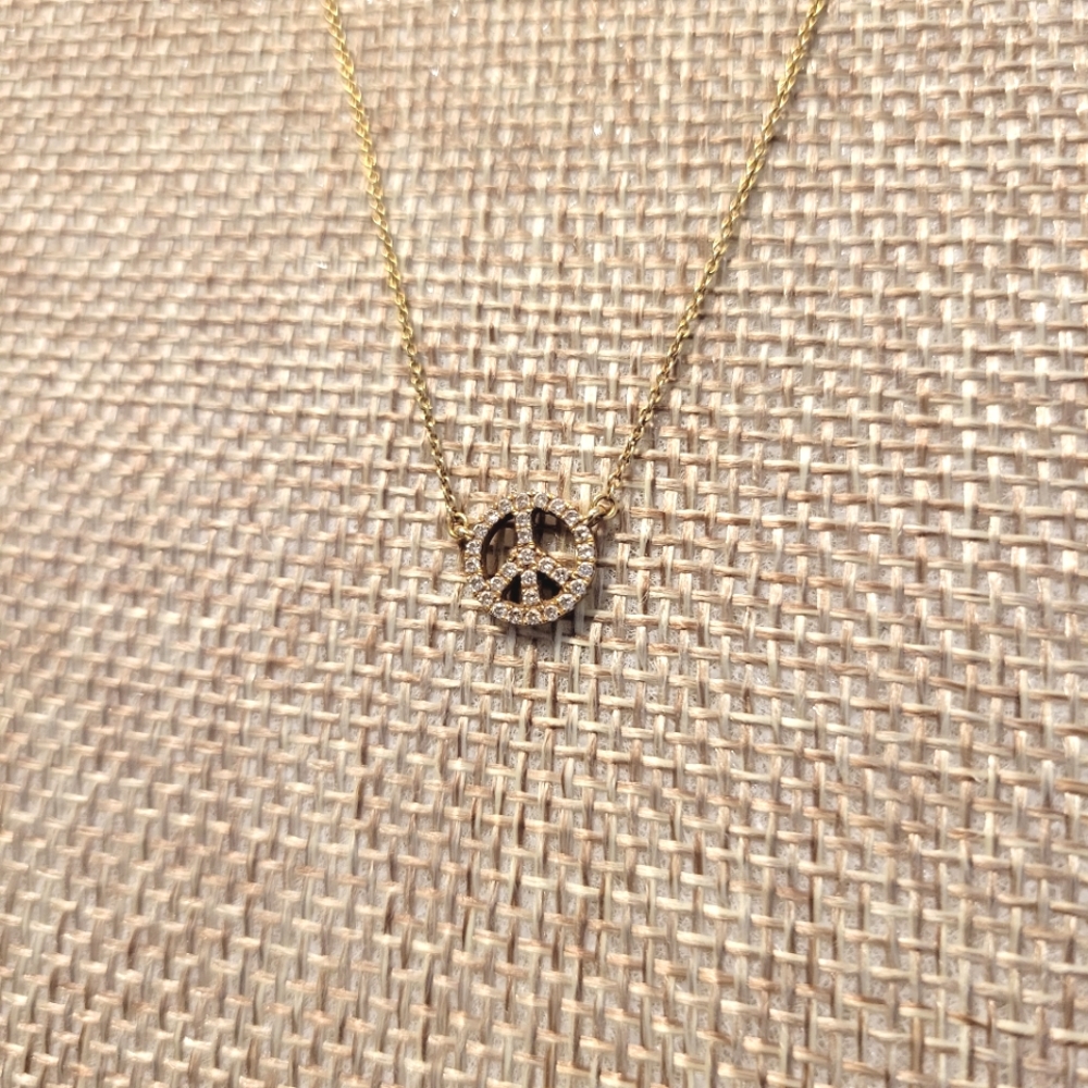 18k gold plated peace sign necklace